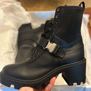 Moncler Caroline ankle boots, short heel, new in box!